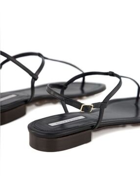 Emme Parsons Simple Suede Sandals Black Ankle Strap Flat Minimalist Luxury Sz 37